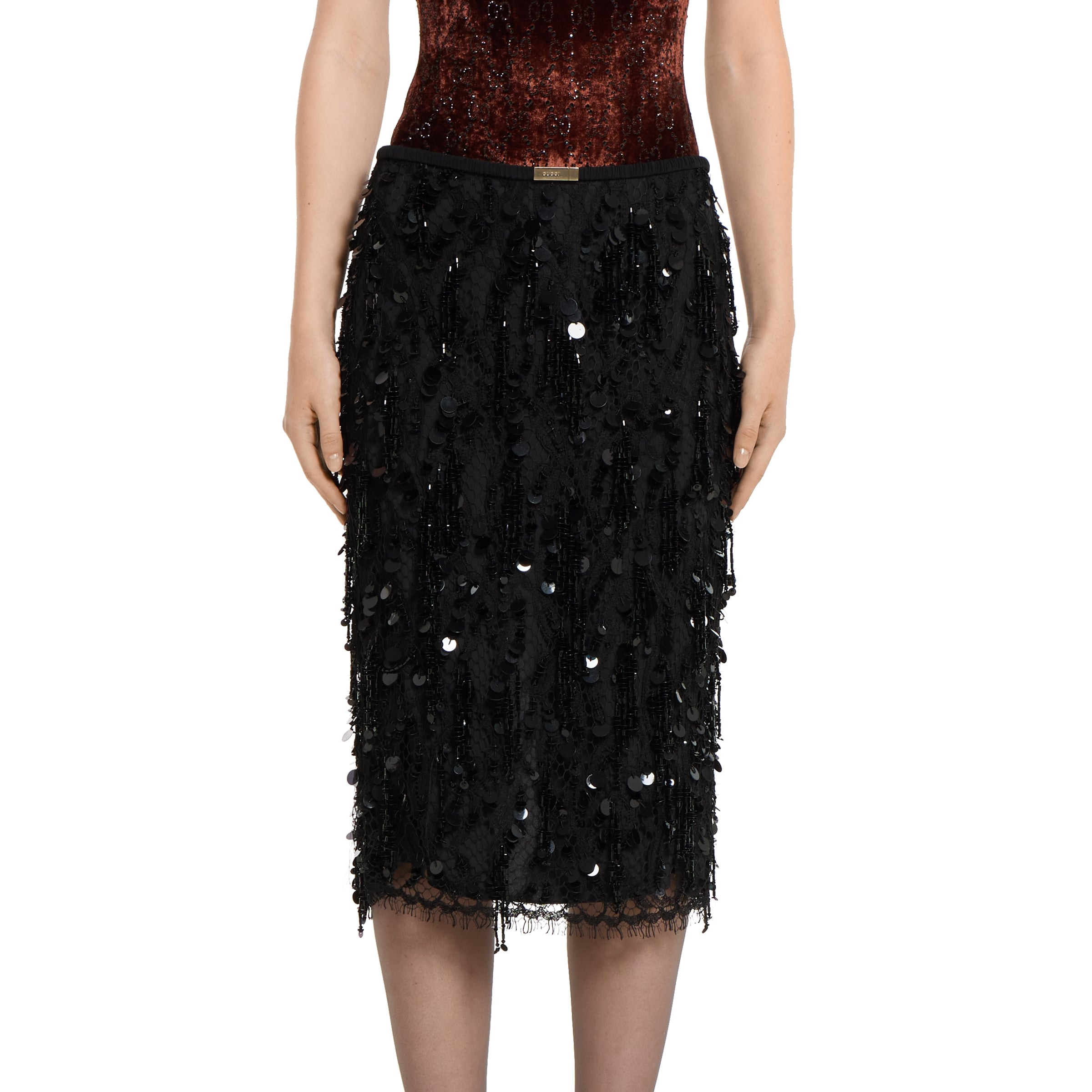 Sequin embroidered lace skirt - 3