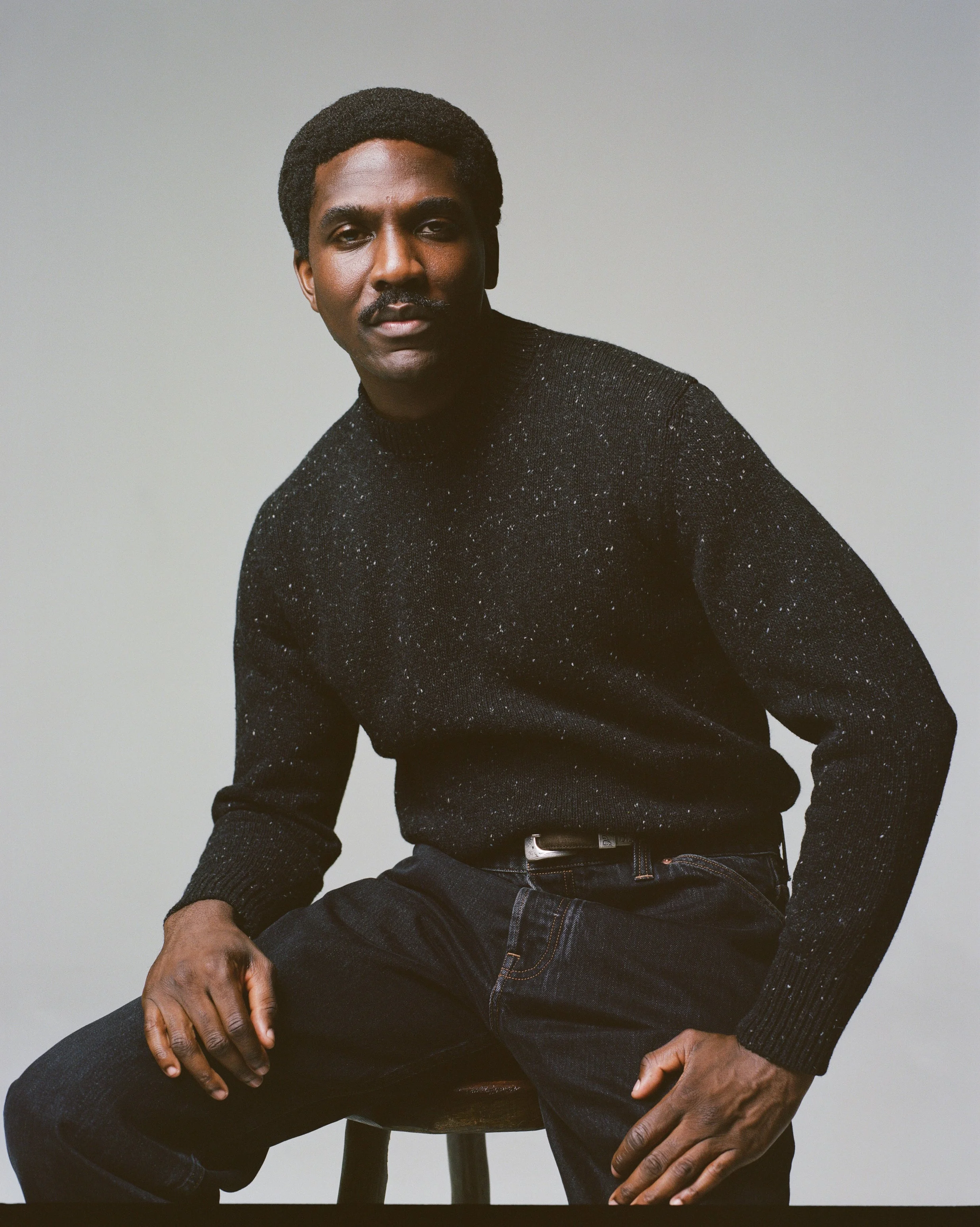 Dark Grey Donegal Crew Neck Jumper - 1