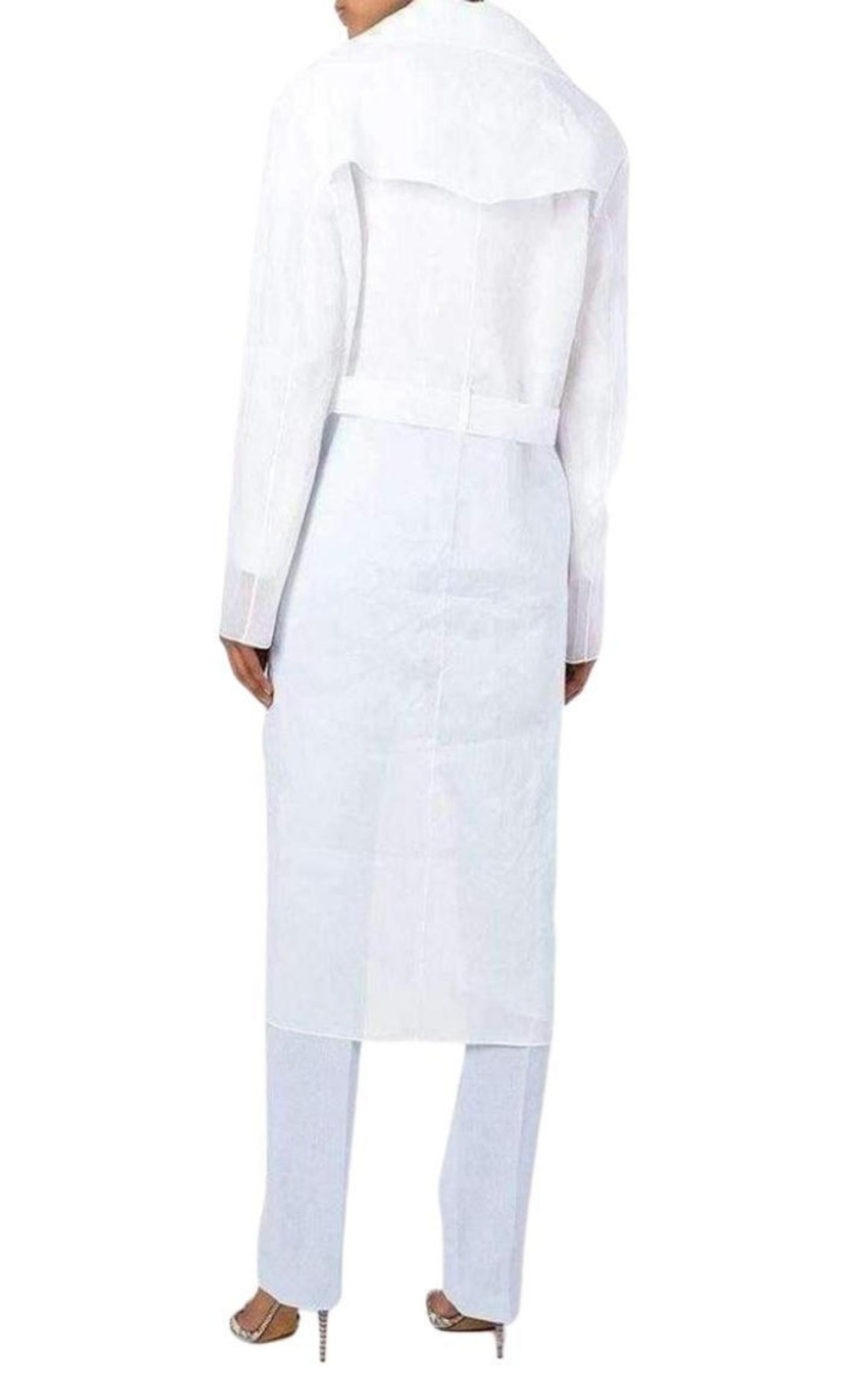 Cotton Organza Mesh Double Breasted Overcoat - 5
