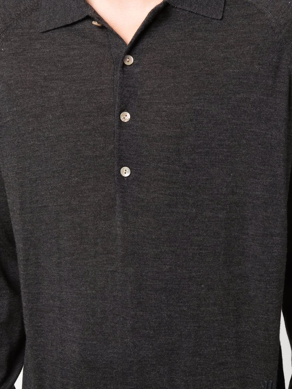 long-sleeve merino polo shirt - 5