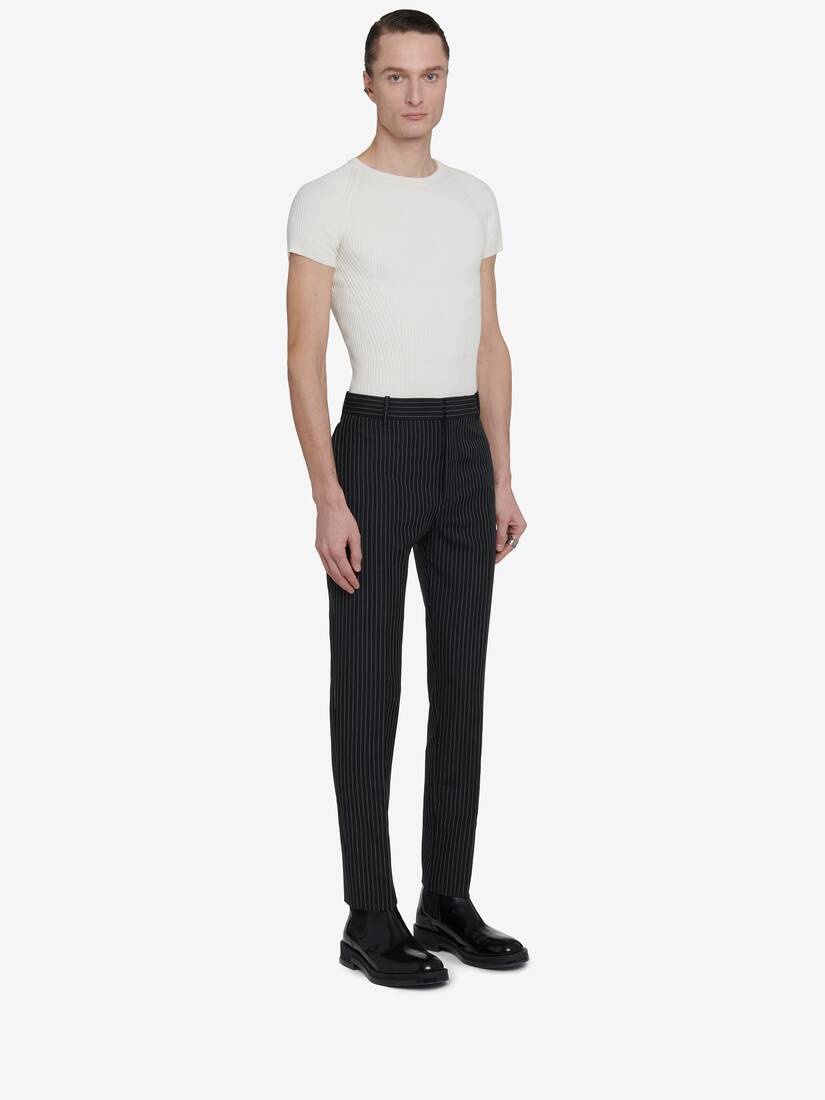 Men's Tailored Cigarette Trousers in Black/white - 3