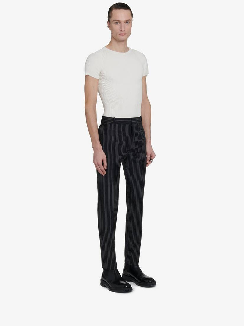 Men's Tailored Cigarette Trousers in Black/white 3