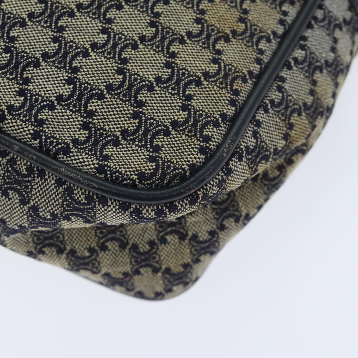 CELINE Macadam Canvas Shoulder Bag Navy Gold - 14