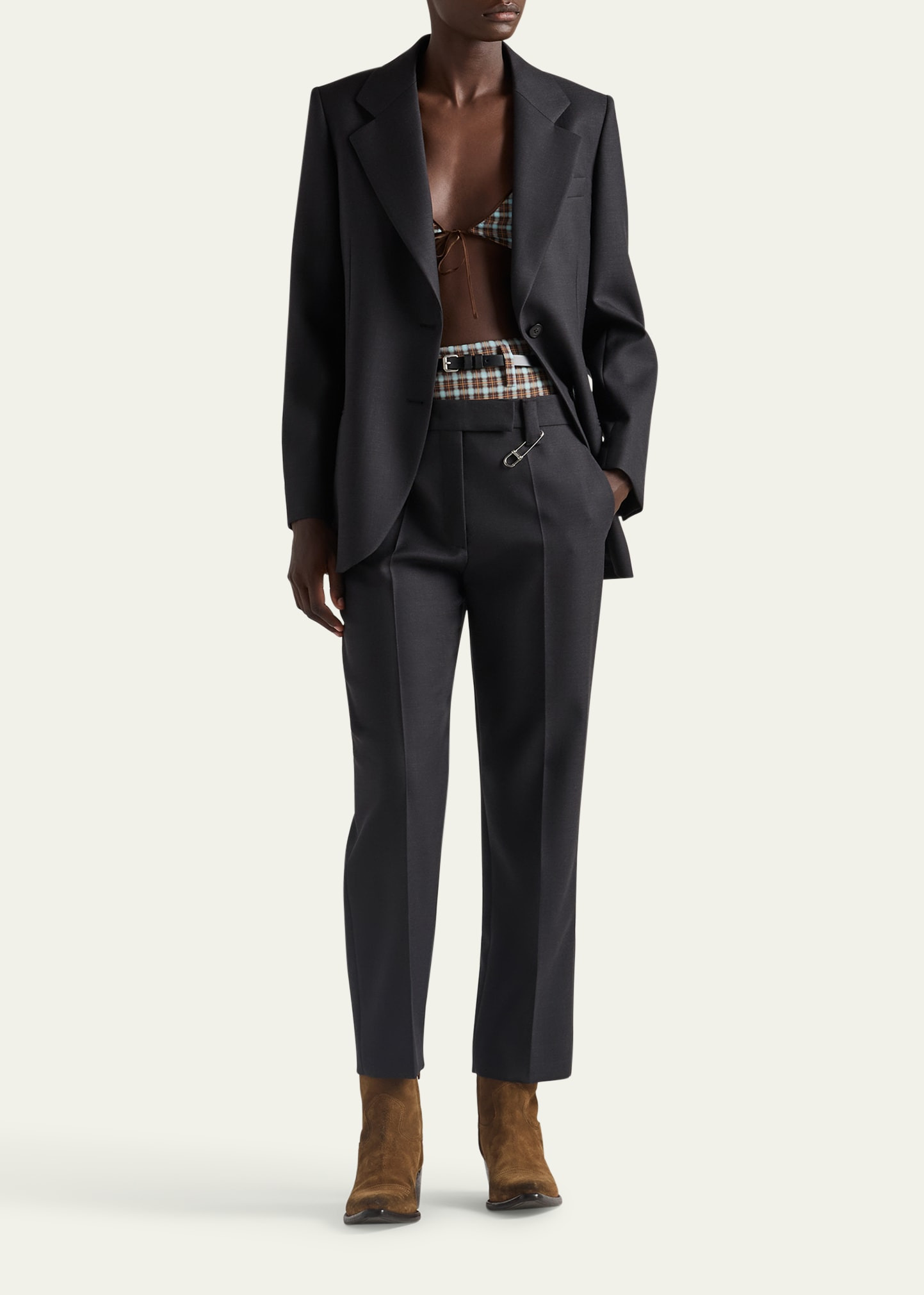 Wool Gabardine Single-Breasted Blazer - 2