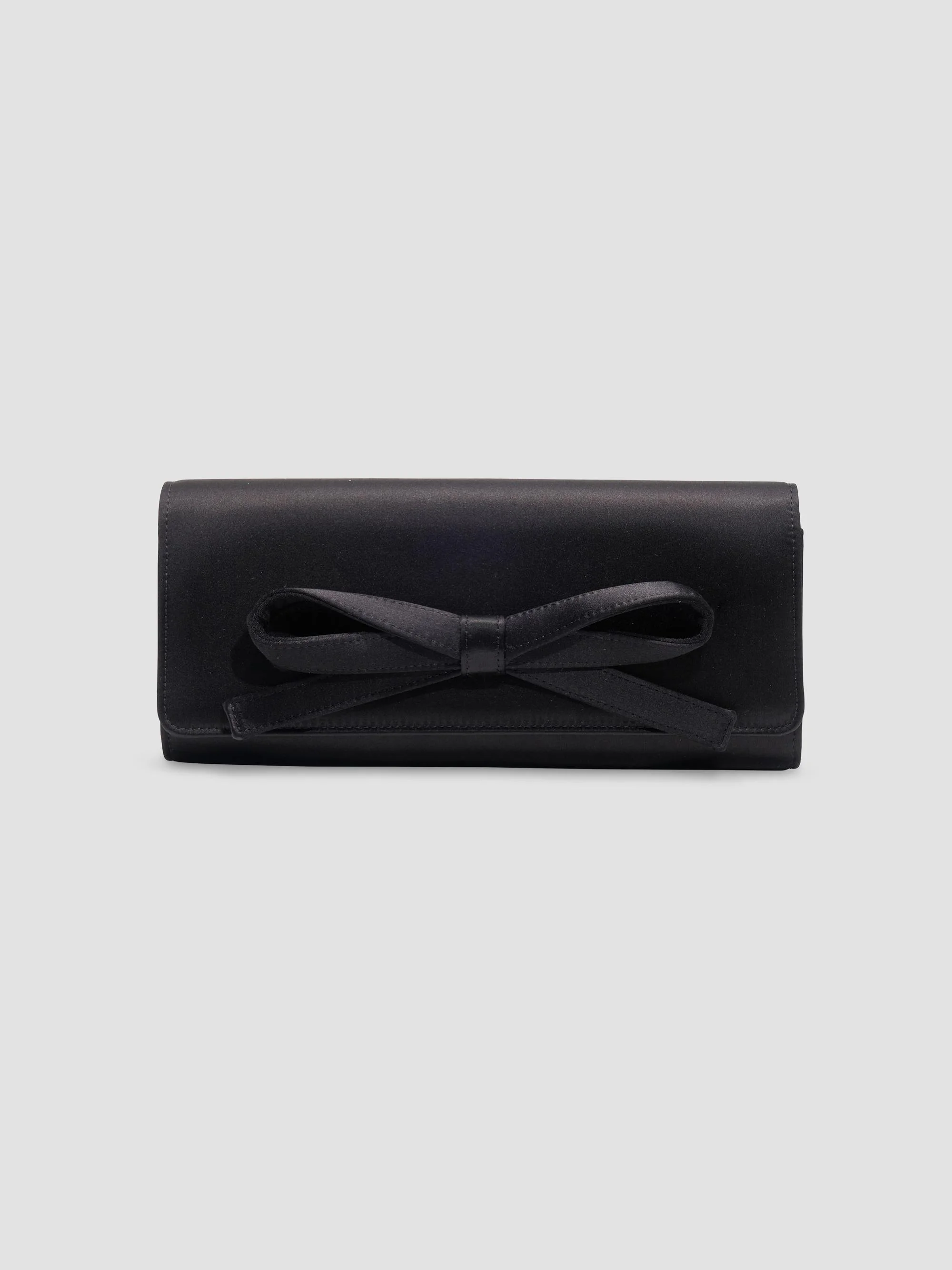 Women's Margaret Bow Satin Clutch - Black - 1
