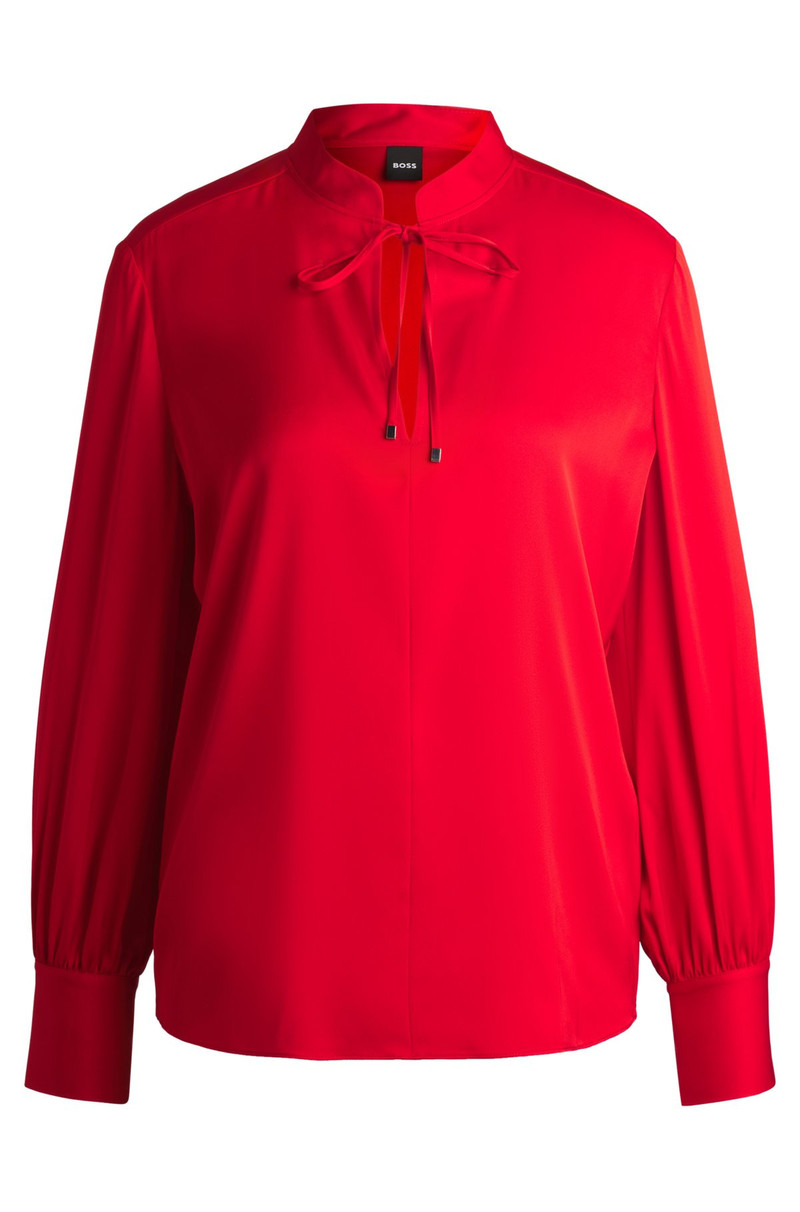 RELAXED-FIT BLOUSE IN STRETCH SILK WITH KEYHOLE NECKLINE 1