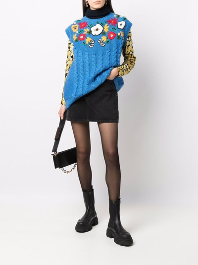 Miu Miu floral-embroidered chunky-knit vest outlook