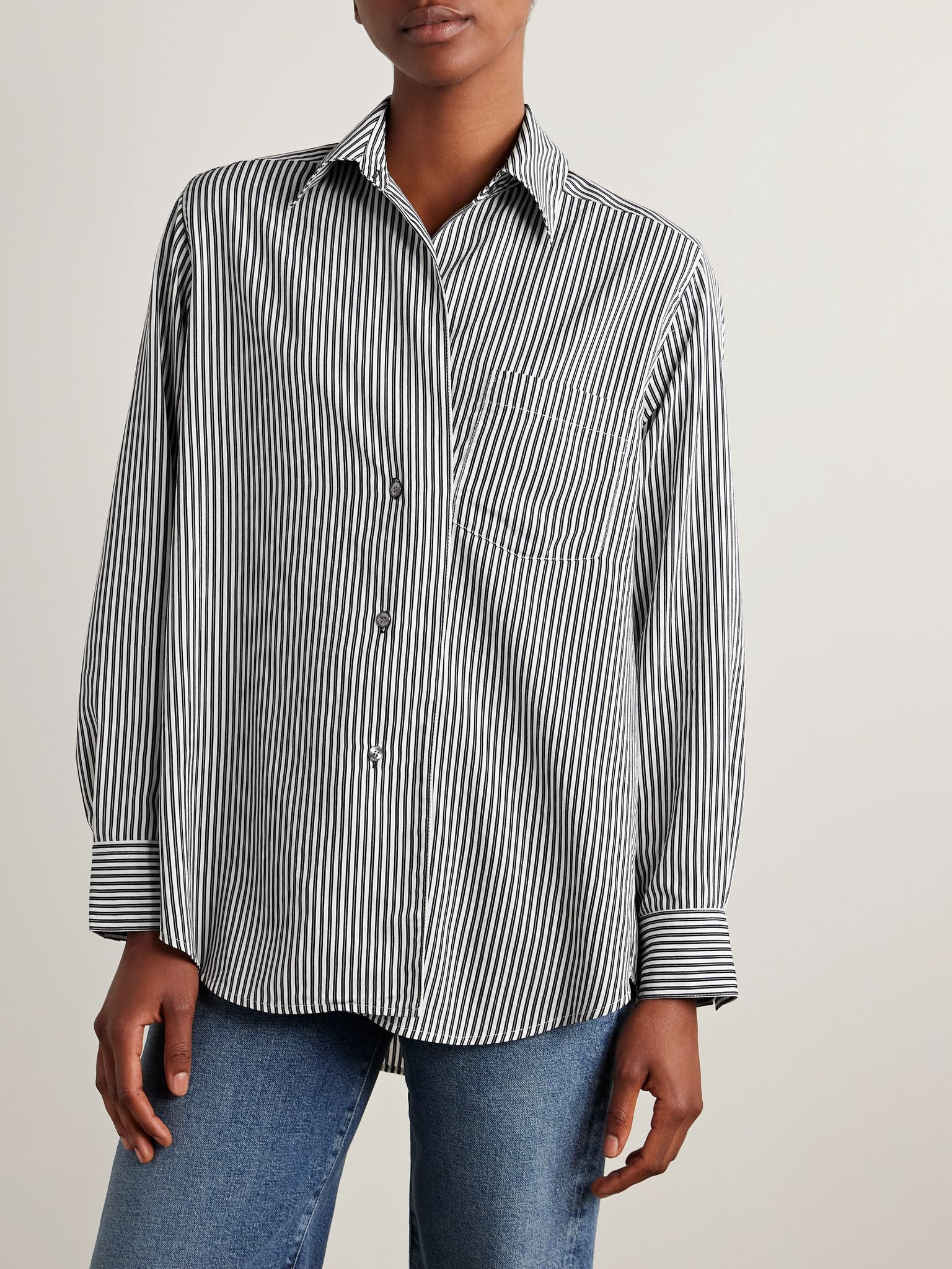 Aris striped crepe shirt Blue - 3
