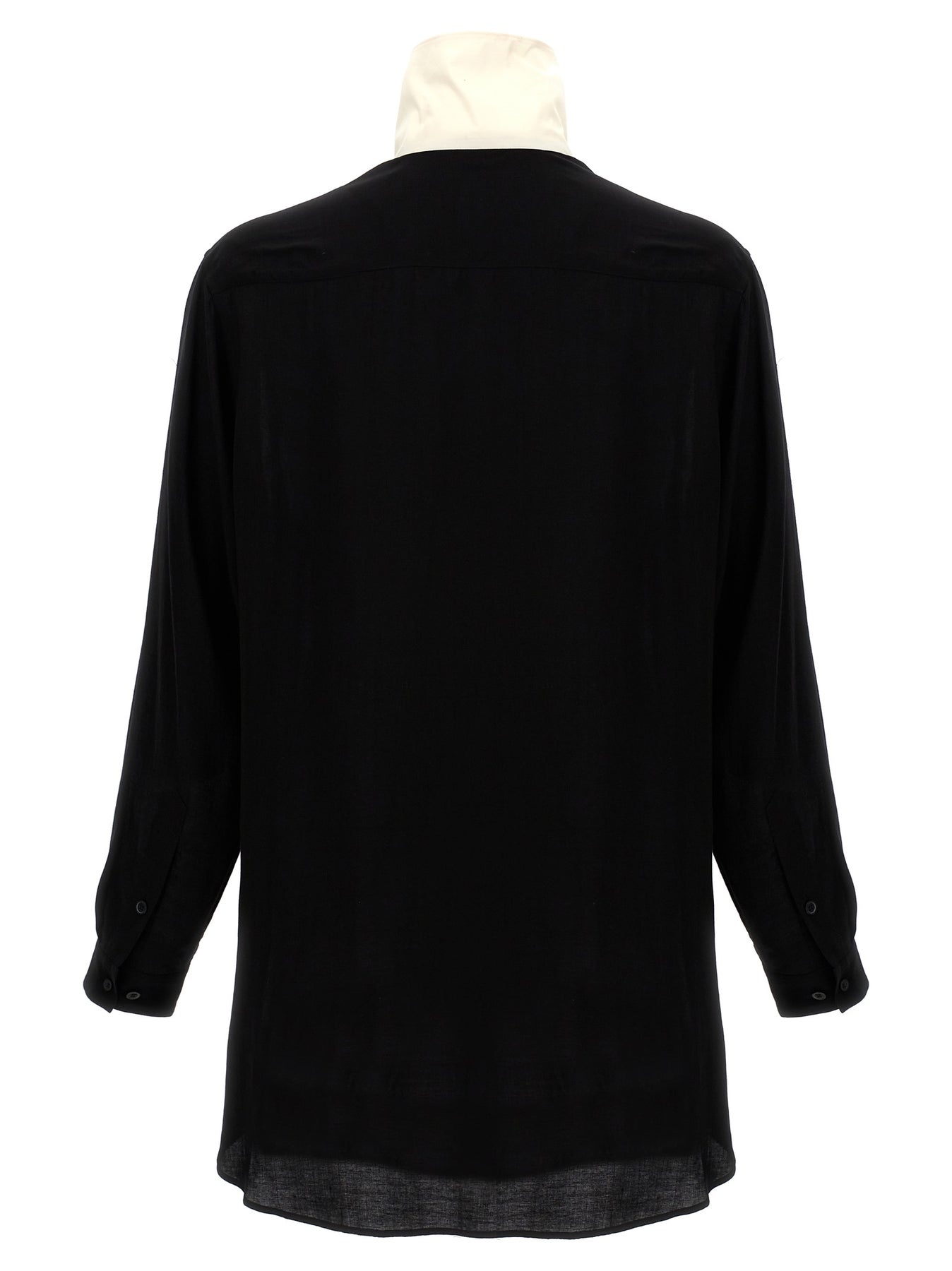 U-Stand Collar Shirt, Blouse White/Black - 2