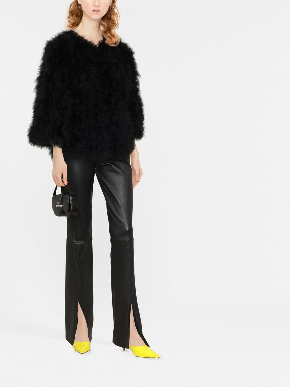 single-breasted feather jacket - 2