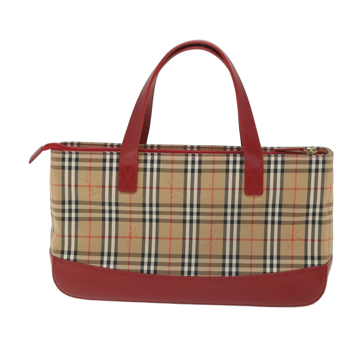 Burberry Nova Check Hand Bag Nylon Canvas Beige Red - 2