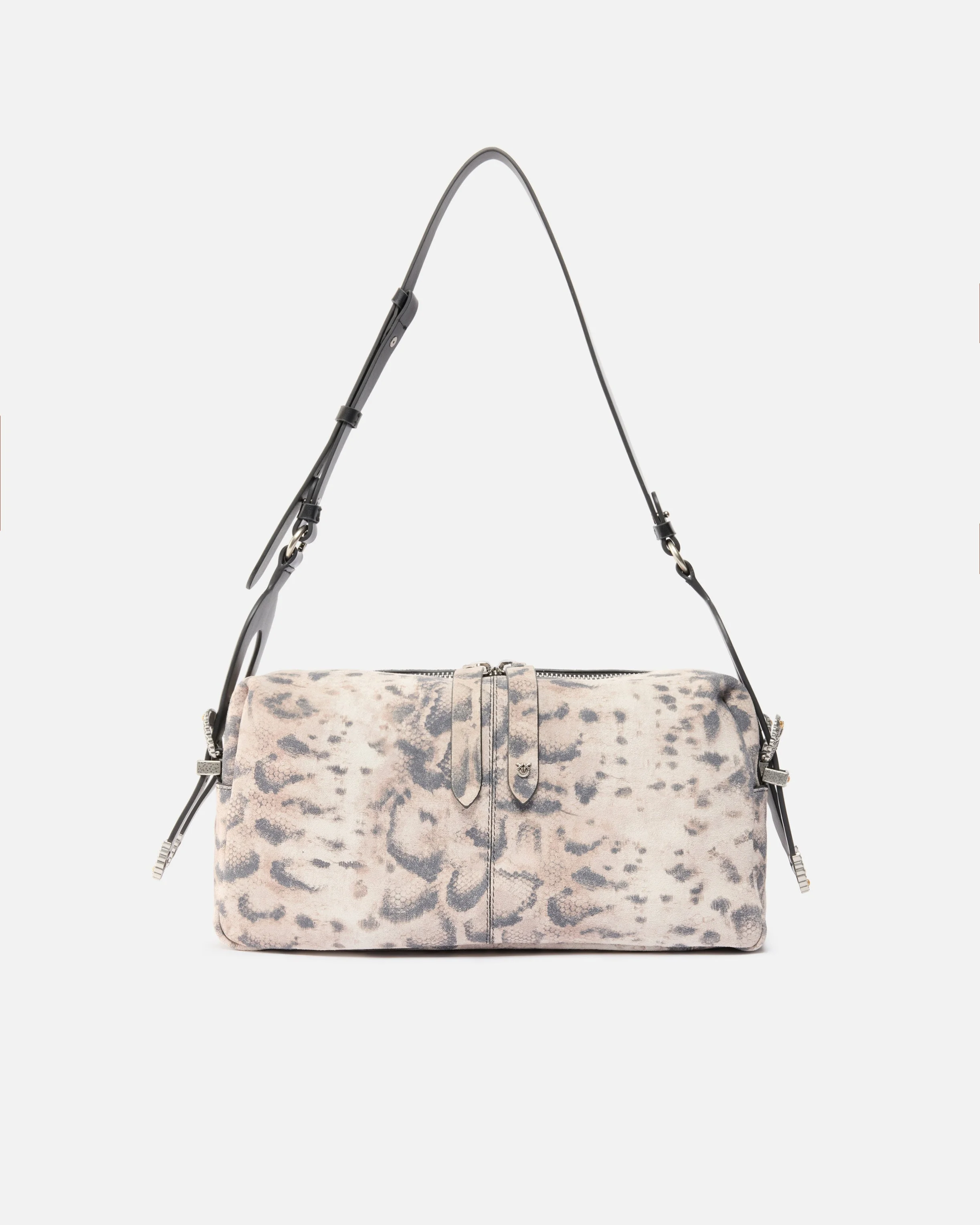 KEEPER BAG MEDIUM SHOULDER BAG IN SUEDE WITH PYTHON PRINT - 1