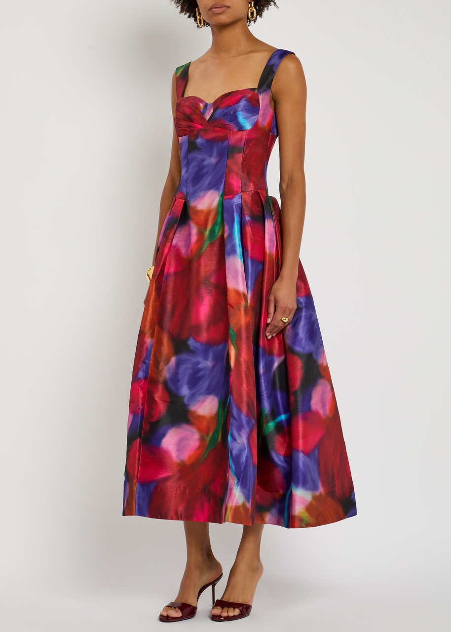 Rebecca Vallance Cabaret Roses Printed Satin Midi Dress - 2