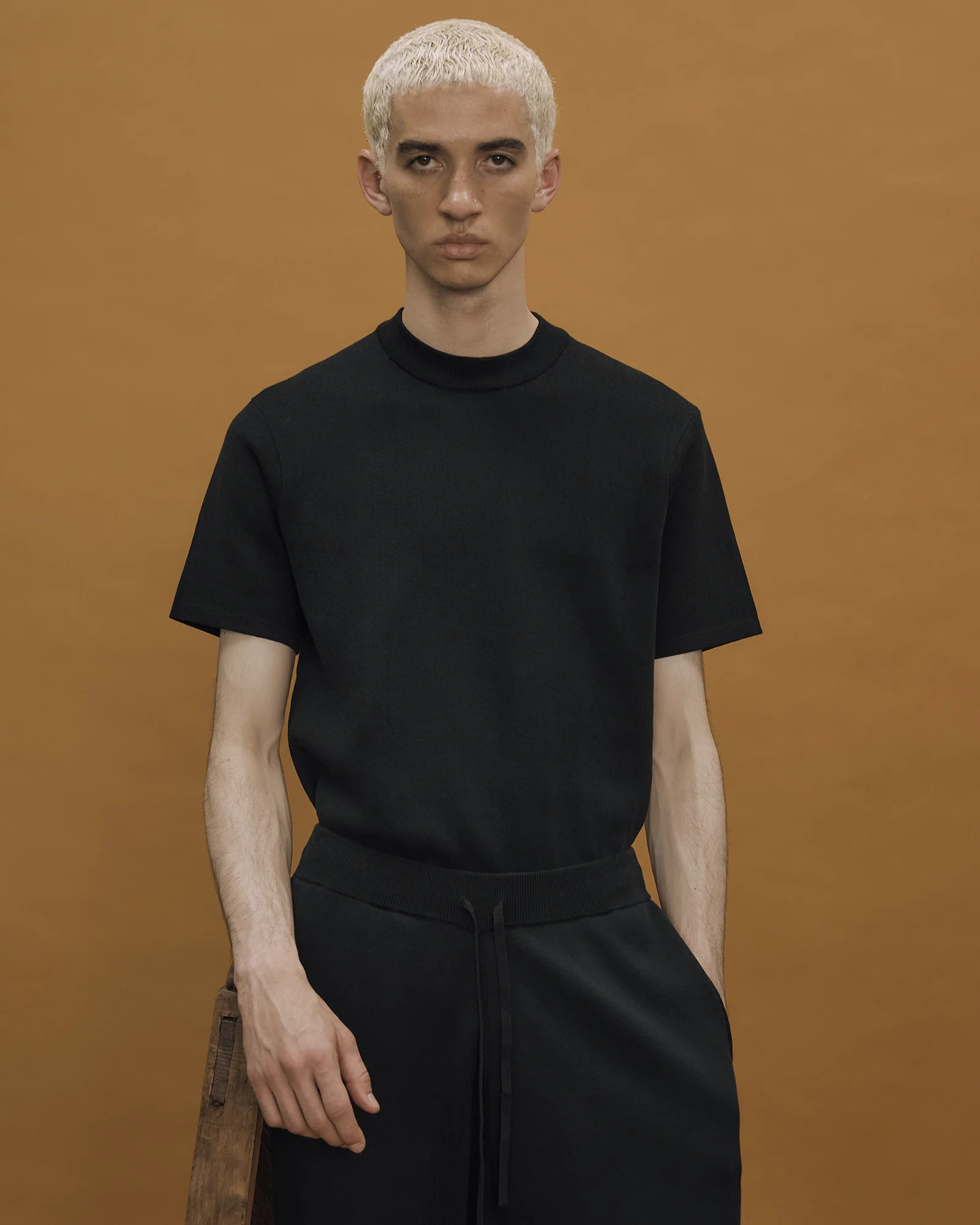 SLIM KNIT TEE BLACK - 3