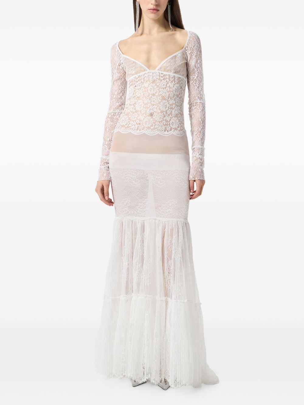 laced long-sleeve maxi dress - 5