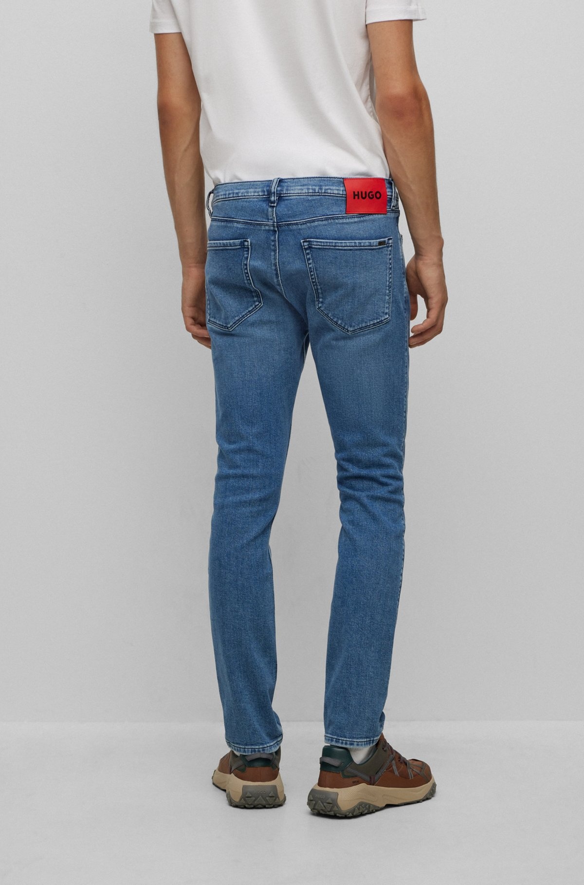EXTRA-SLIM-FIT JEANS IN BLUE SUPER-SOFT DENIM - 4
