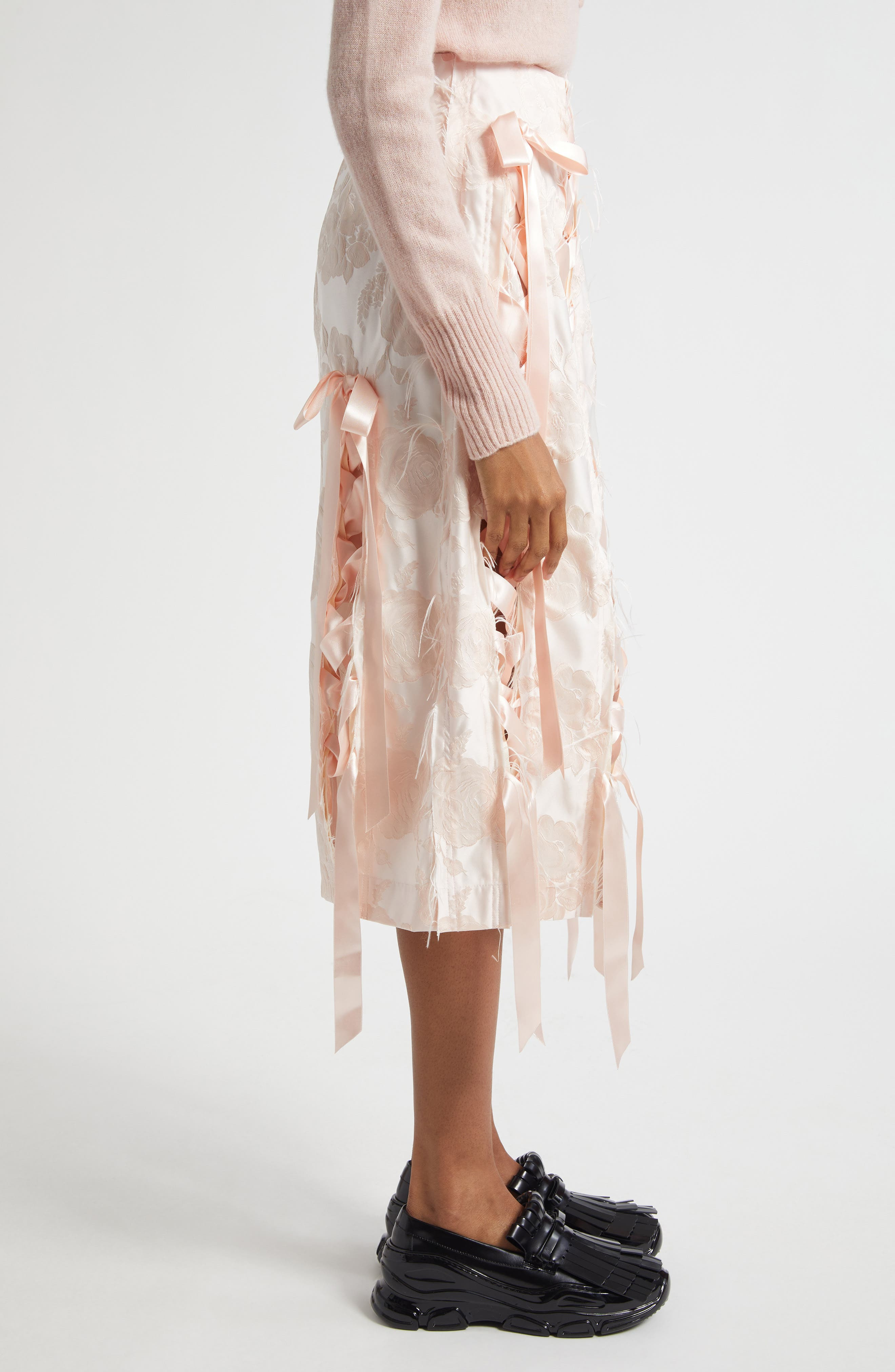 Simone Rocha Unraveleing Ribbon Skirt in Blush/Blush at Nordstrom - 4