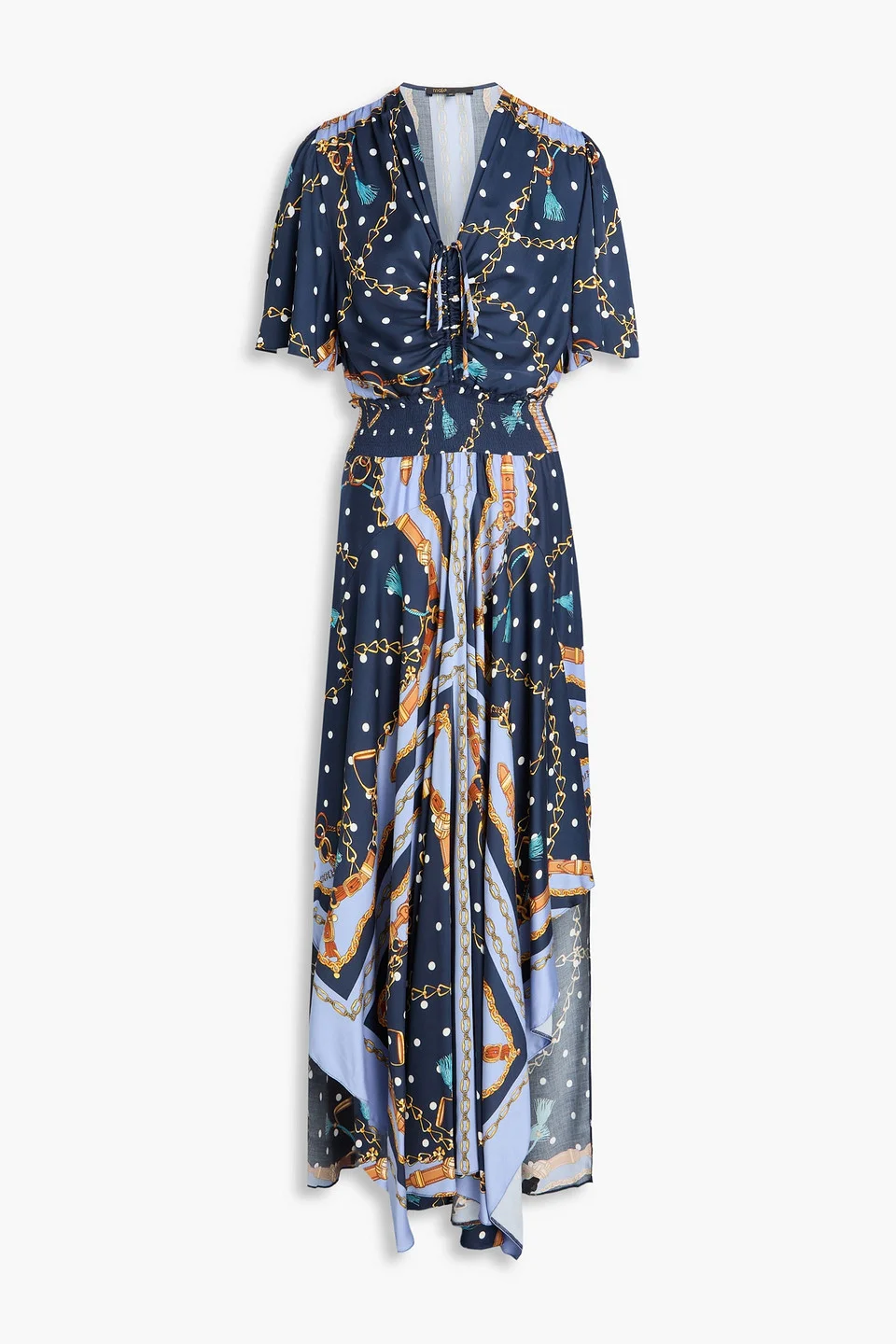 Ruched printed crepe maxi dress - 1