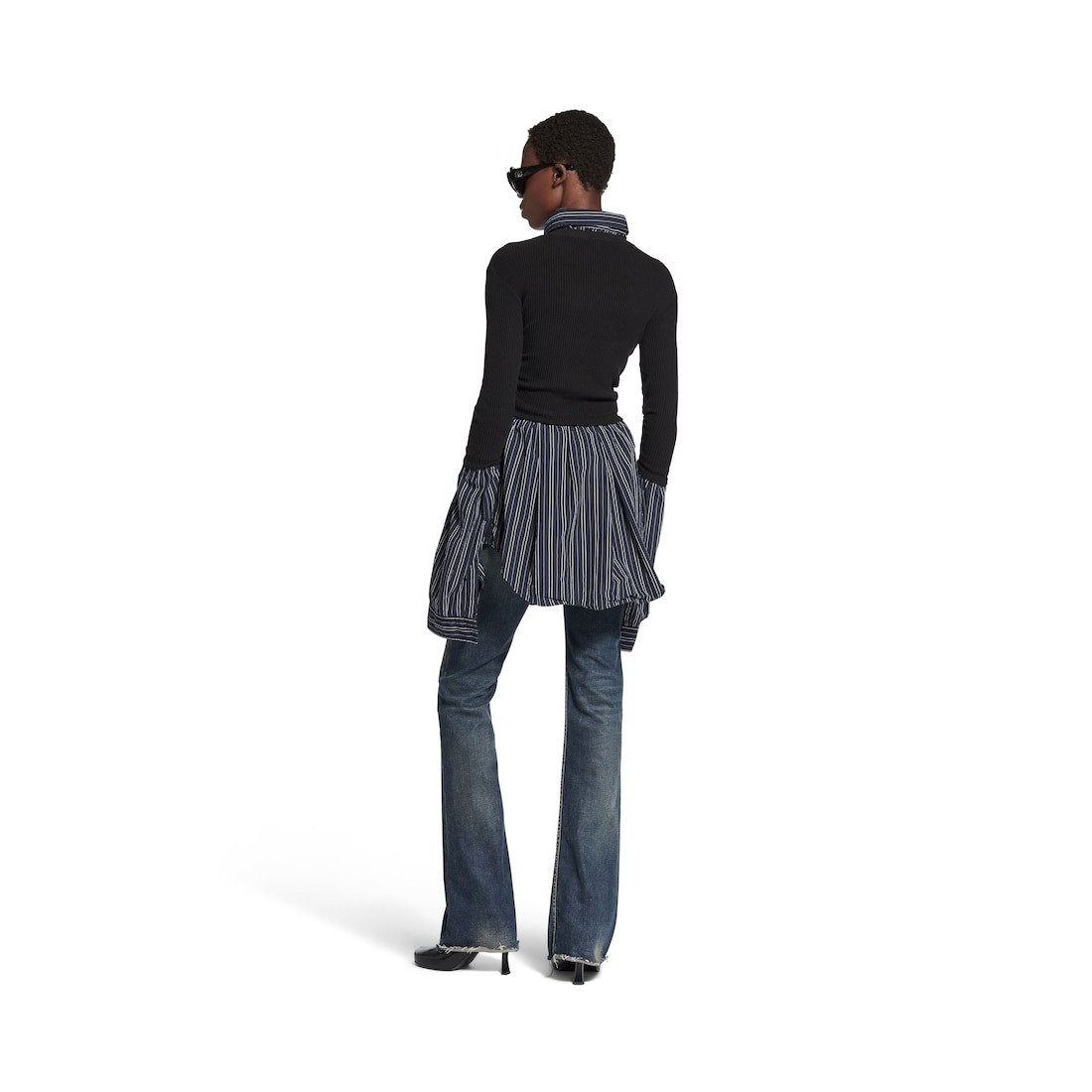 Women's Layered Sweater in Black - 4