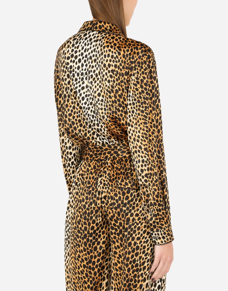 Belted satin jumpsuit with ocelot print - 5