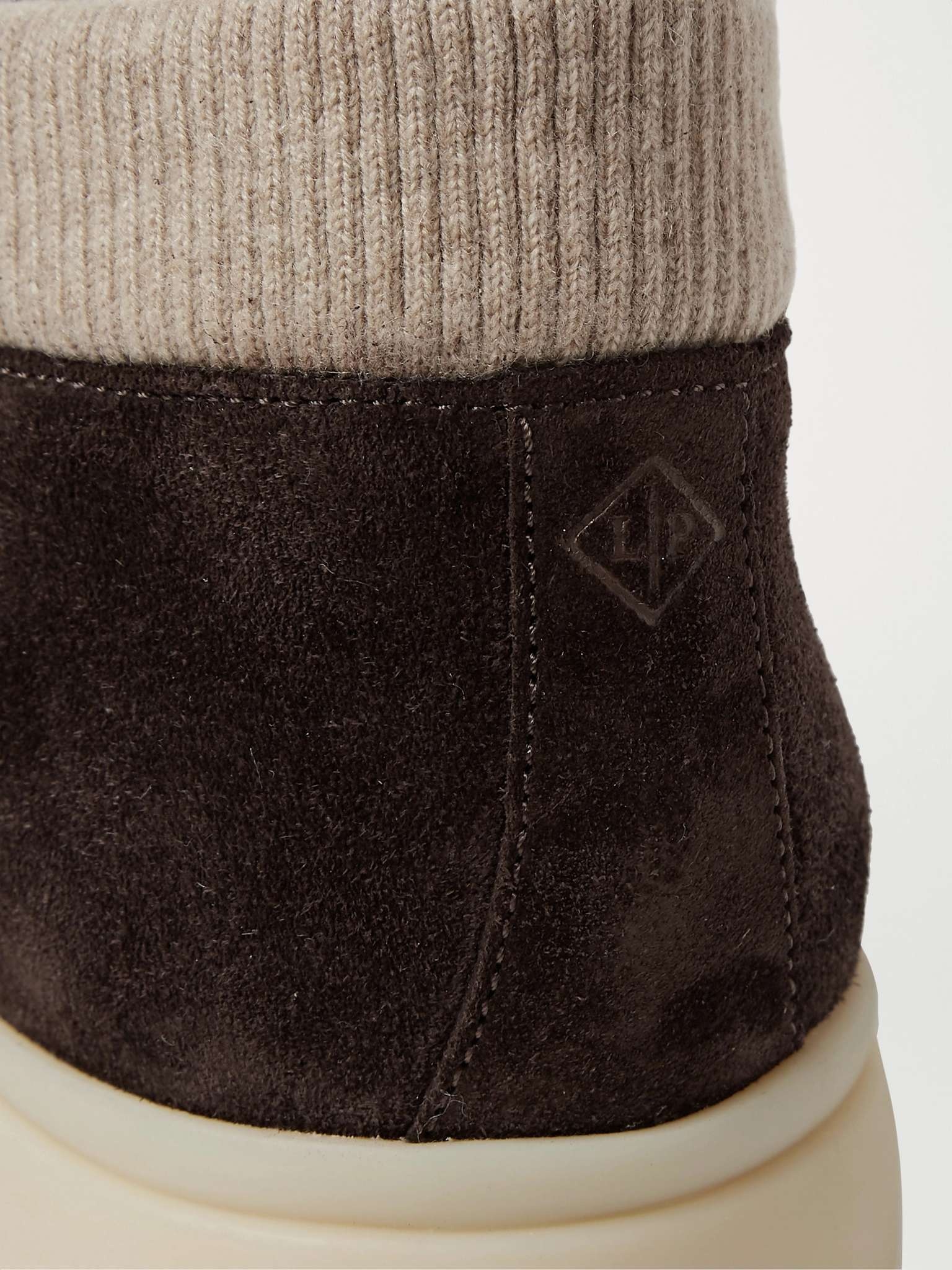 Open Wintery Walk Cashmere-Trimmed Suede Boots - 6