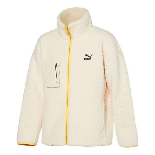 PUMA Unisex Embroidery Logo Stand-up Collar Jacket White 929820-01 - 1