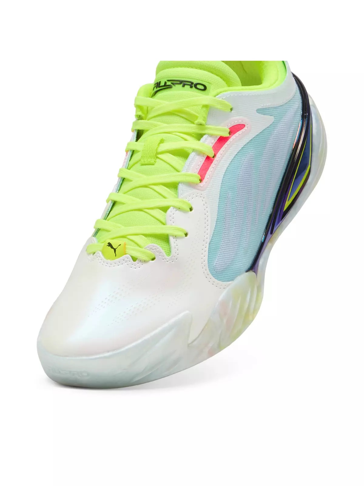 PUMA All-Pro NITRO Elite "White/Light Blue/Lime" Men's Basketball Shoe - 5