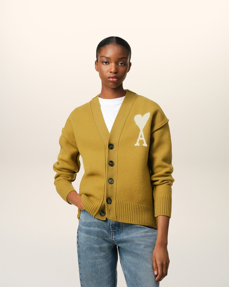 AMI Paris MUSTARD WOOL AMI DE COEUR CARDIGAN outlook