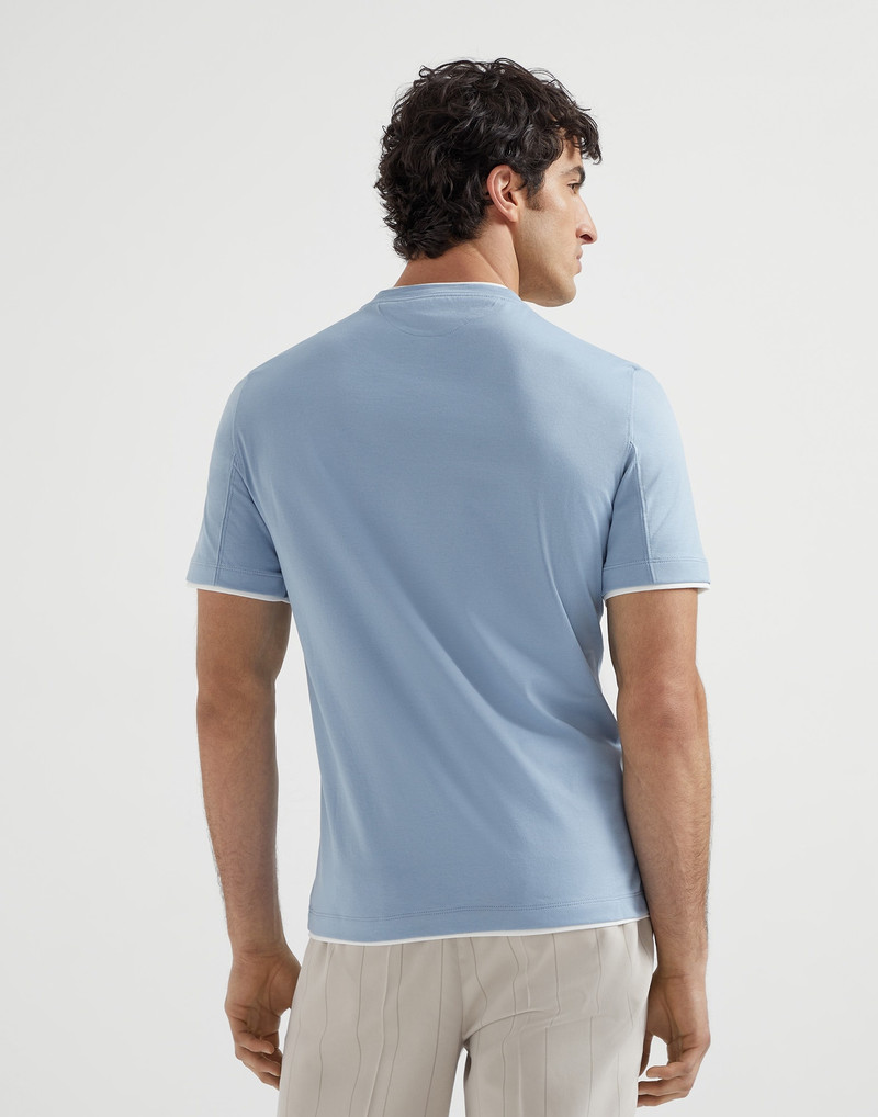 Brunello Cucinelli Cotton jersey crew neck T-shirt with faux-layering outlook