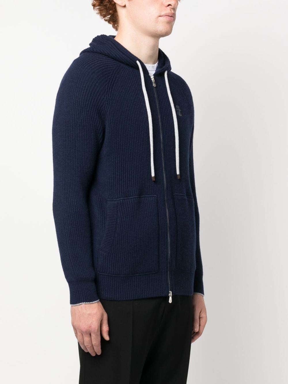 logo-embroidered zip-up hoodie - 3