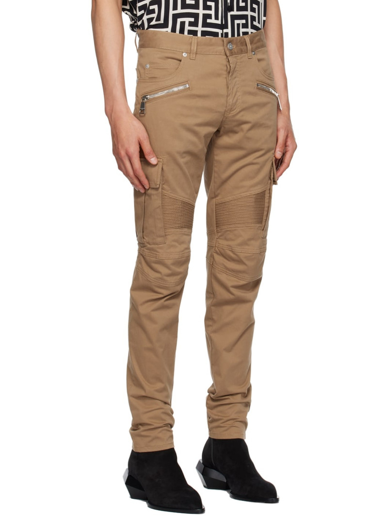 Beige Paneled Cargo Pants 2