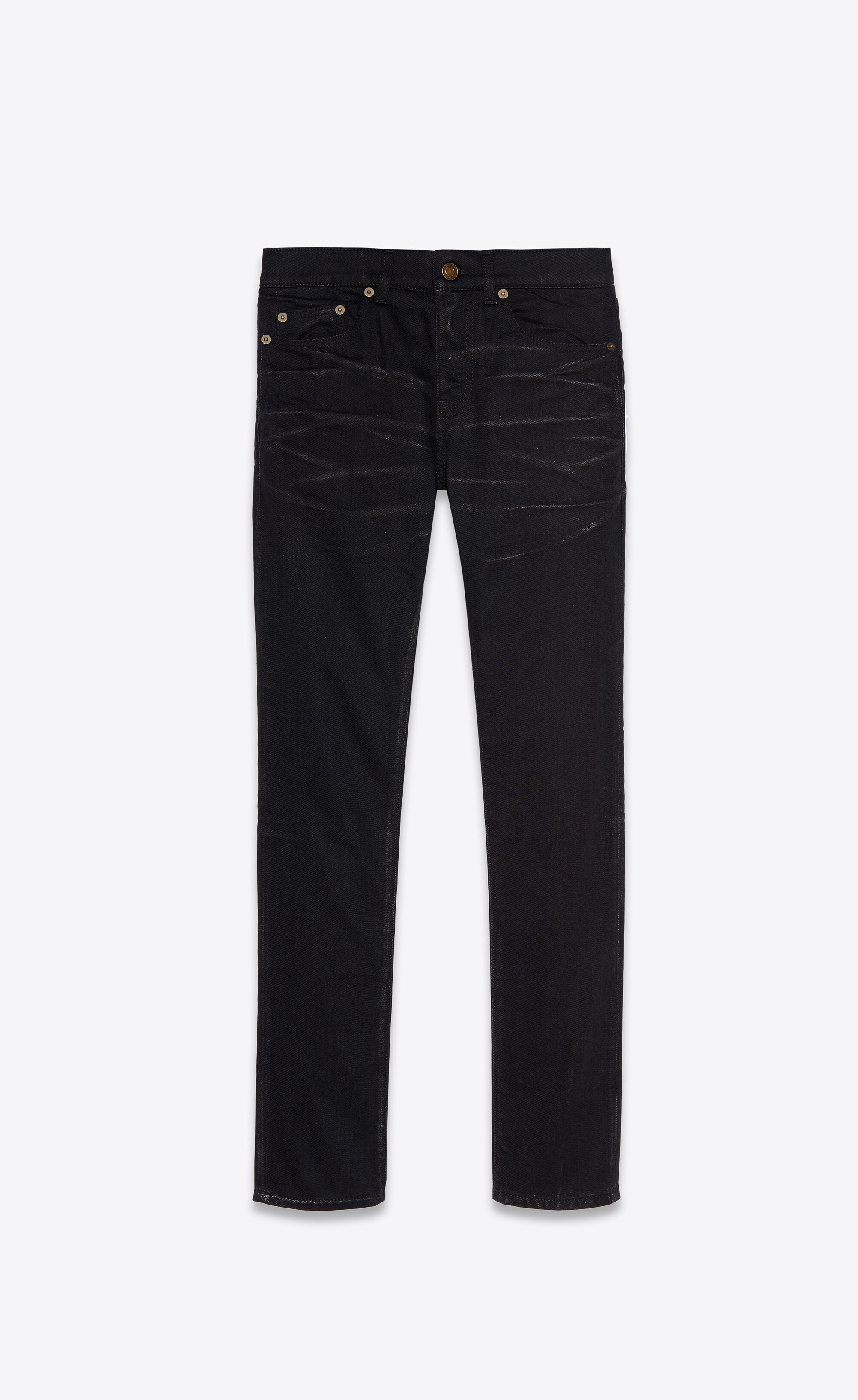 skinny-fit jeans in silver-coated black stretch denim - 1