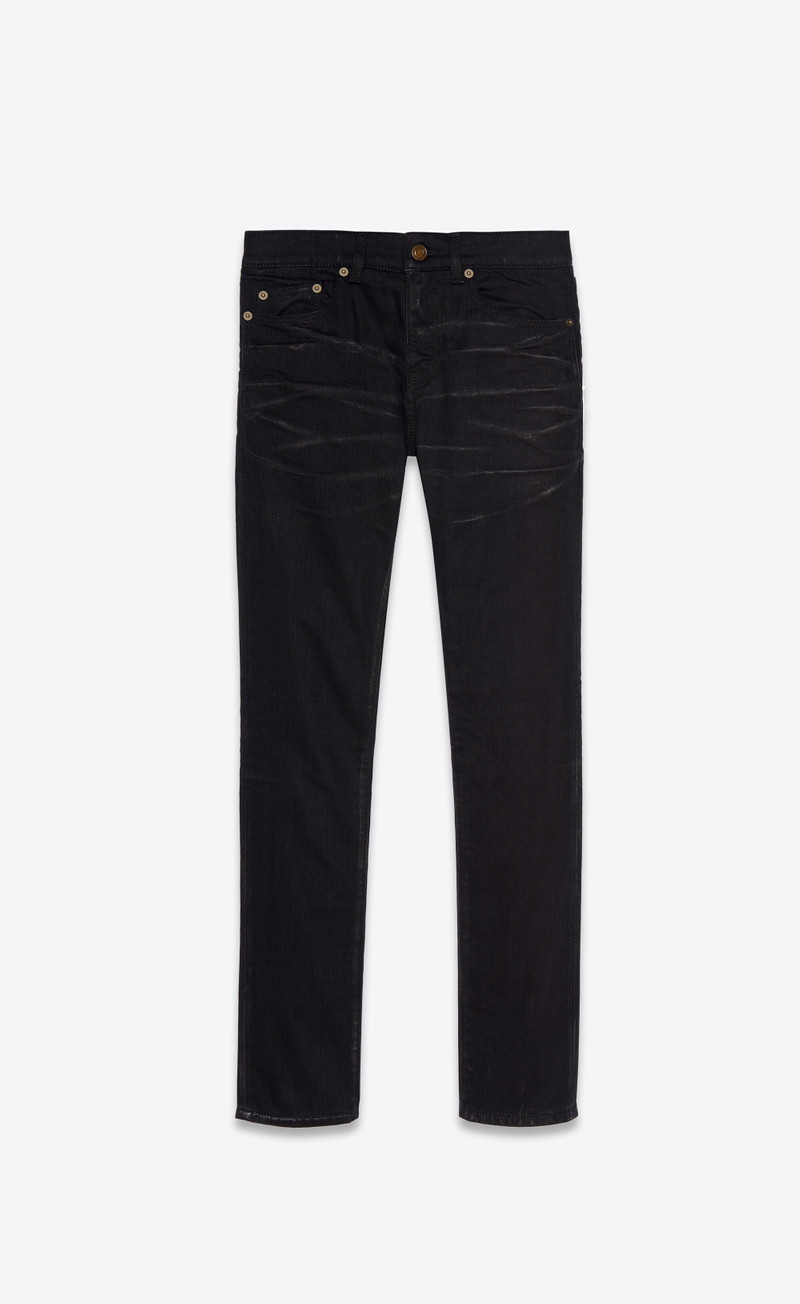 skinny-fit jeans in silver-coated black stretch denim 1
