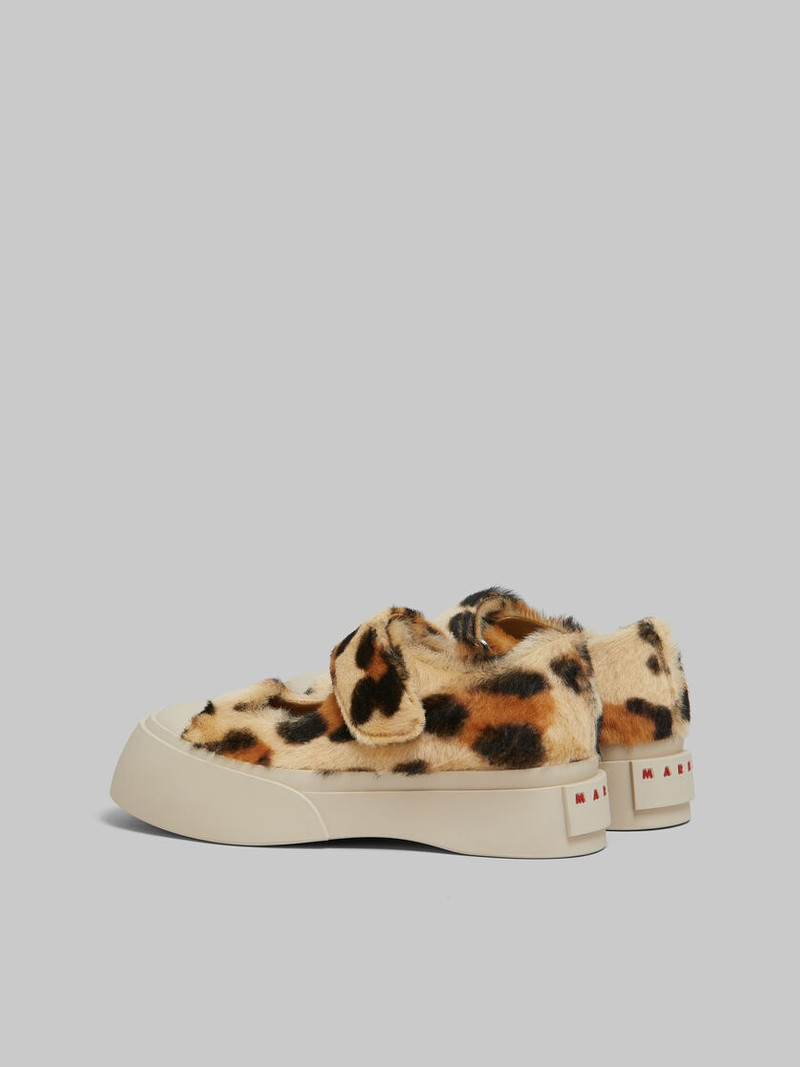 Marni YELLOW ANIMALIER PRINT SHEARLING MARY JANE SNEAKER outlook
