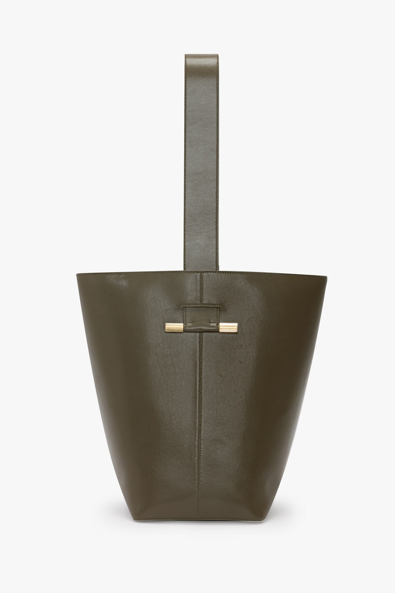 Dia Bucket Bag In Dark Khaki Smooth Leather 1