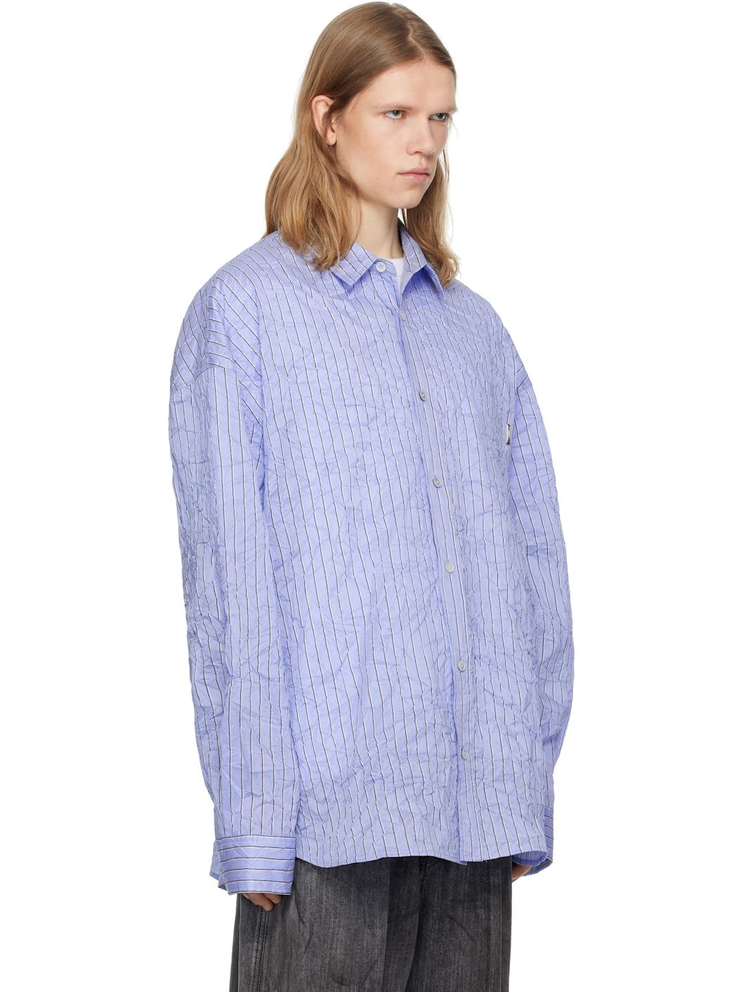 Juun. J Blue Crinkled Stripe Shirt - 2