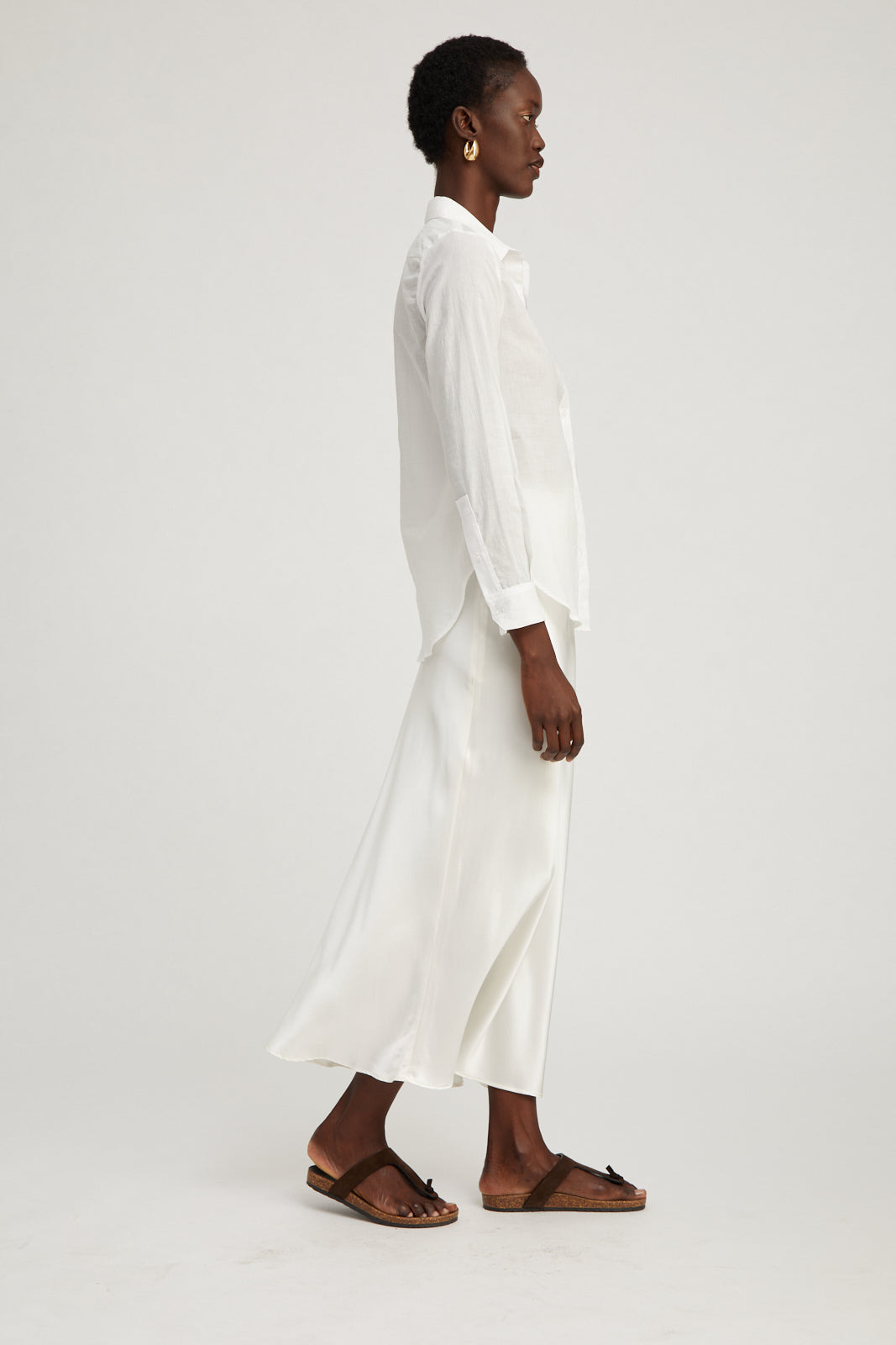 WHITE SILK BIAS MAXI SKIRT - 3