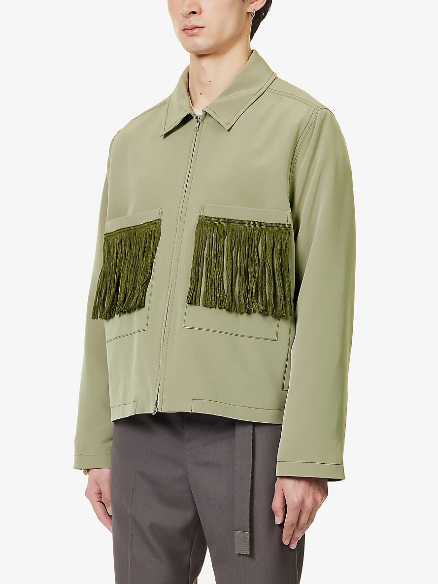 Fringed-pocket boxy-fit woven jacket - 3