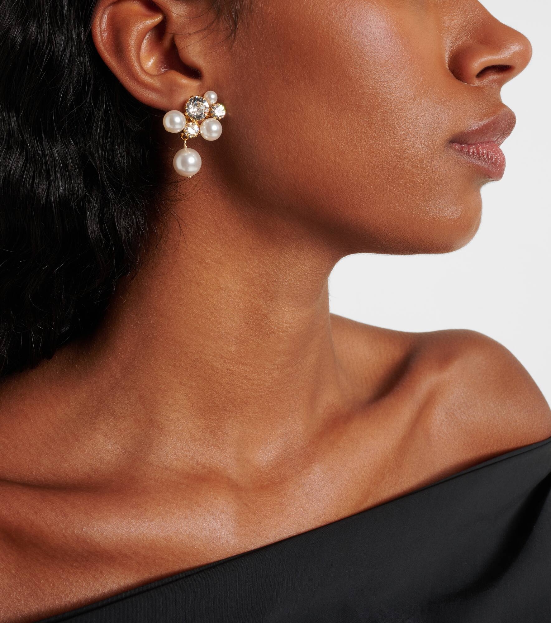 Bristol crystal-embellished faux pearls gold-plated stud earrings - 3