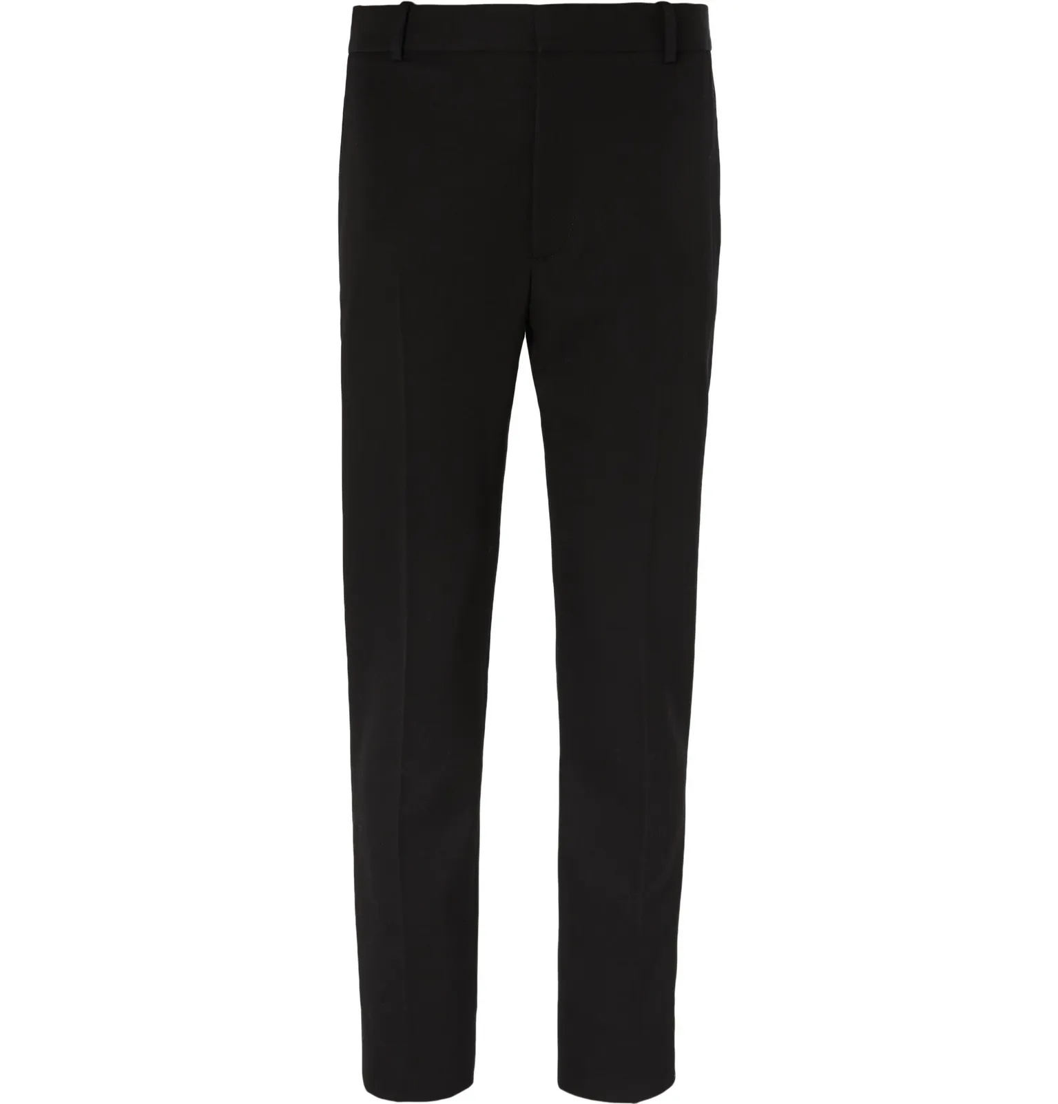 Black Slim-Fit Wool Tuxedo Trousers - 1