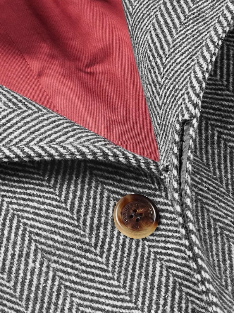 Herringbone Wool, Silk and Cashmere-Blend Coat 5