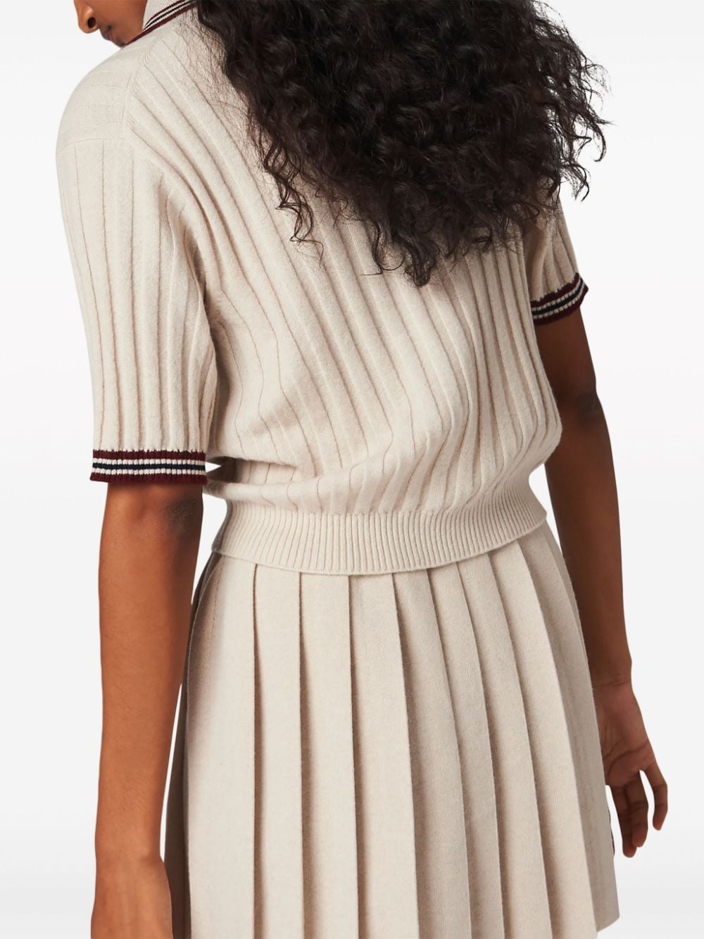 ribbed-knit cashmere polo shirt - 3
