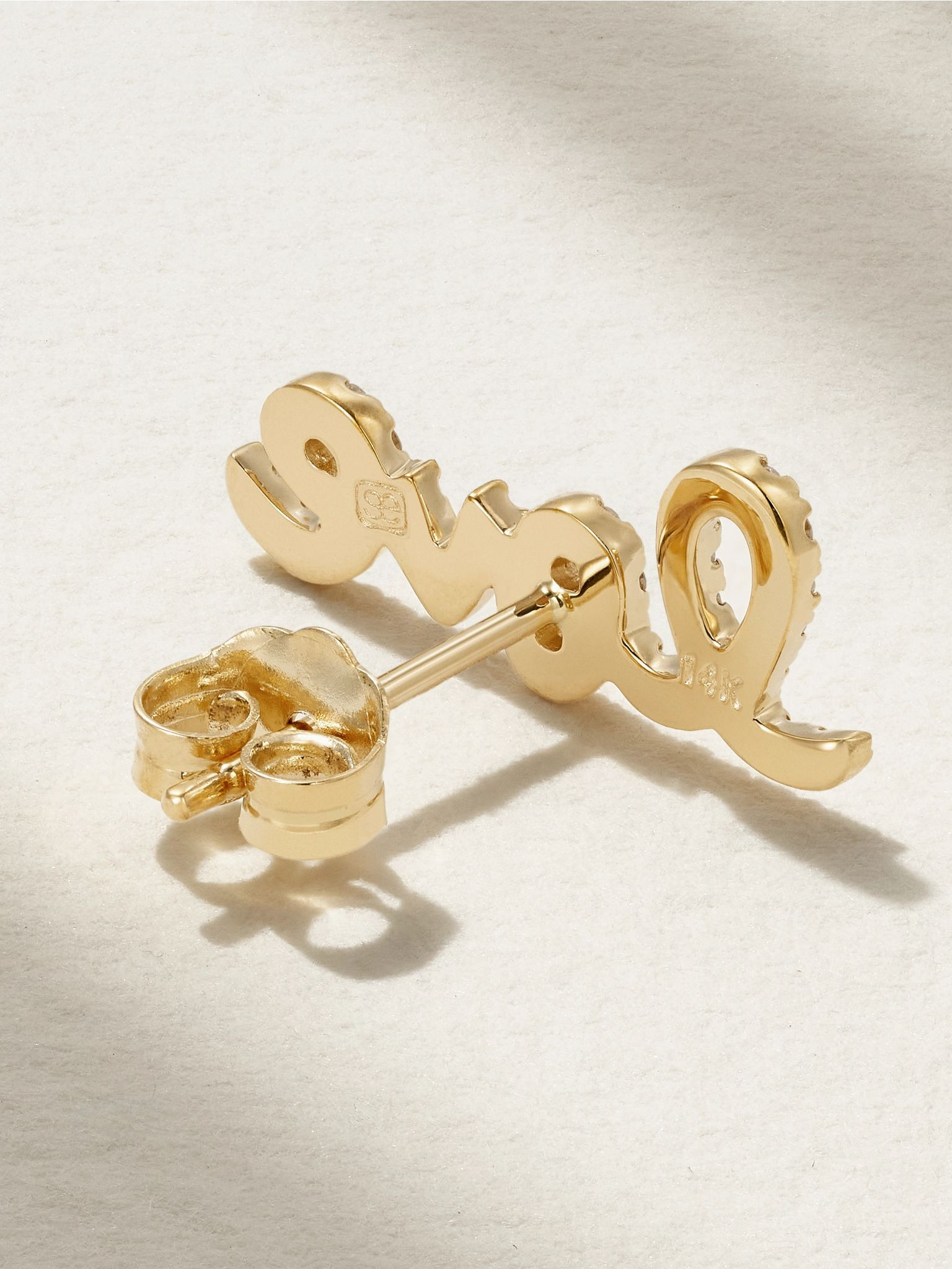 Love 14-karat gold diamond single earring Gold - 3
