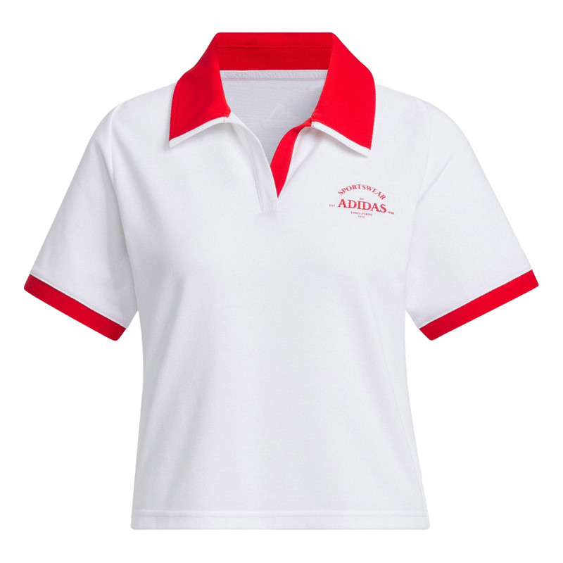 (WMNS) adidas VERBIAGE Polo T-Shirt 'White Red' JC8685 - 1