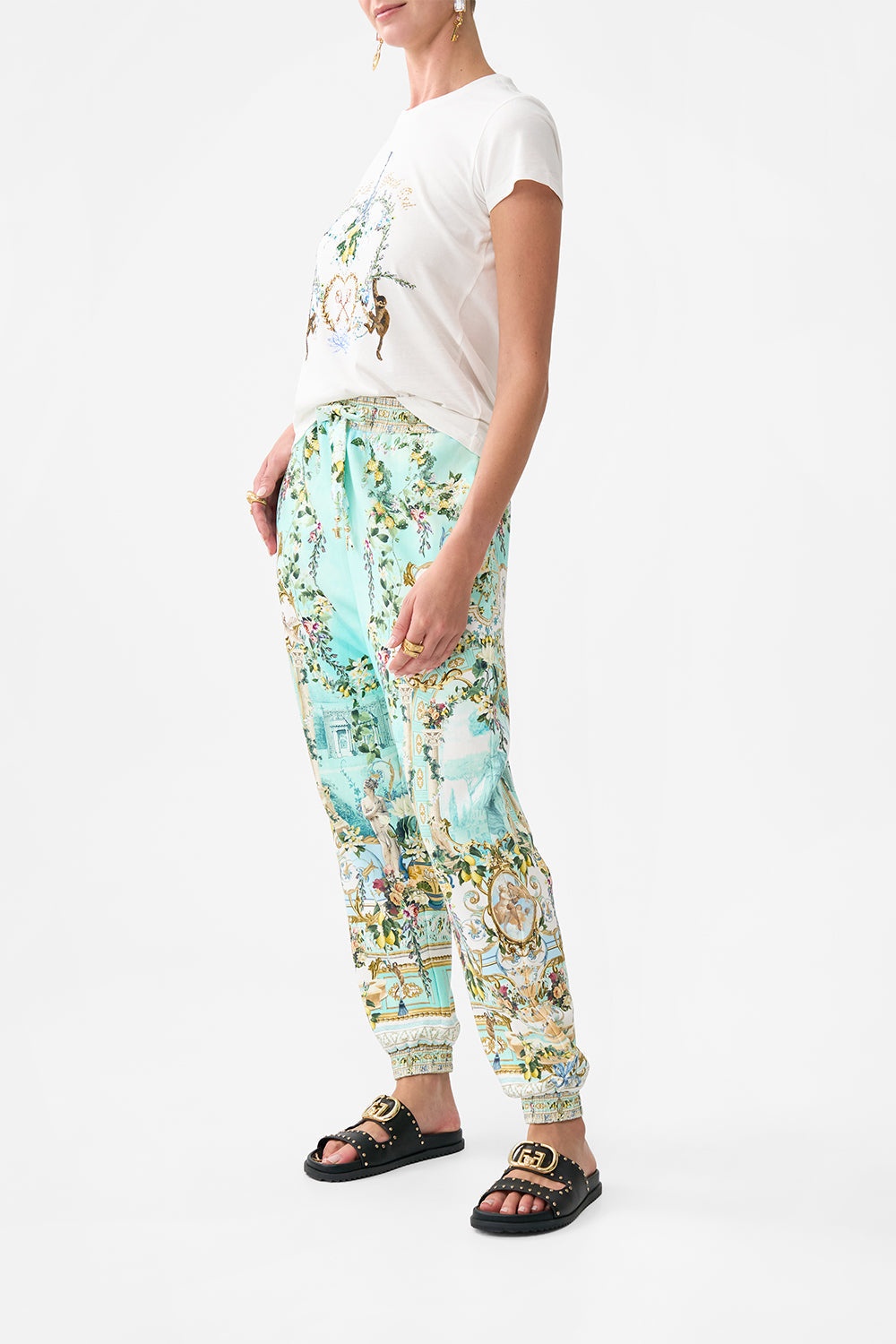 JERSEY TRACK PANT WITH SILK DETAILS - 4