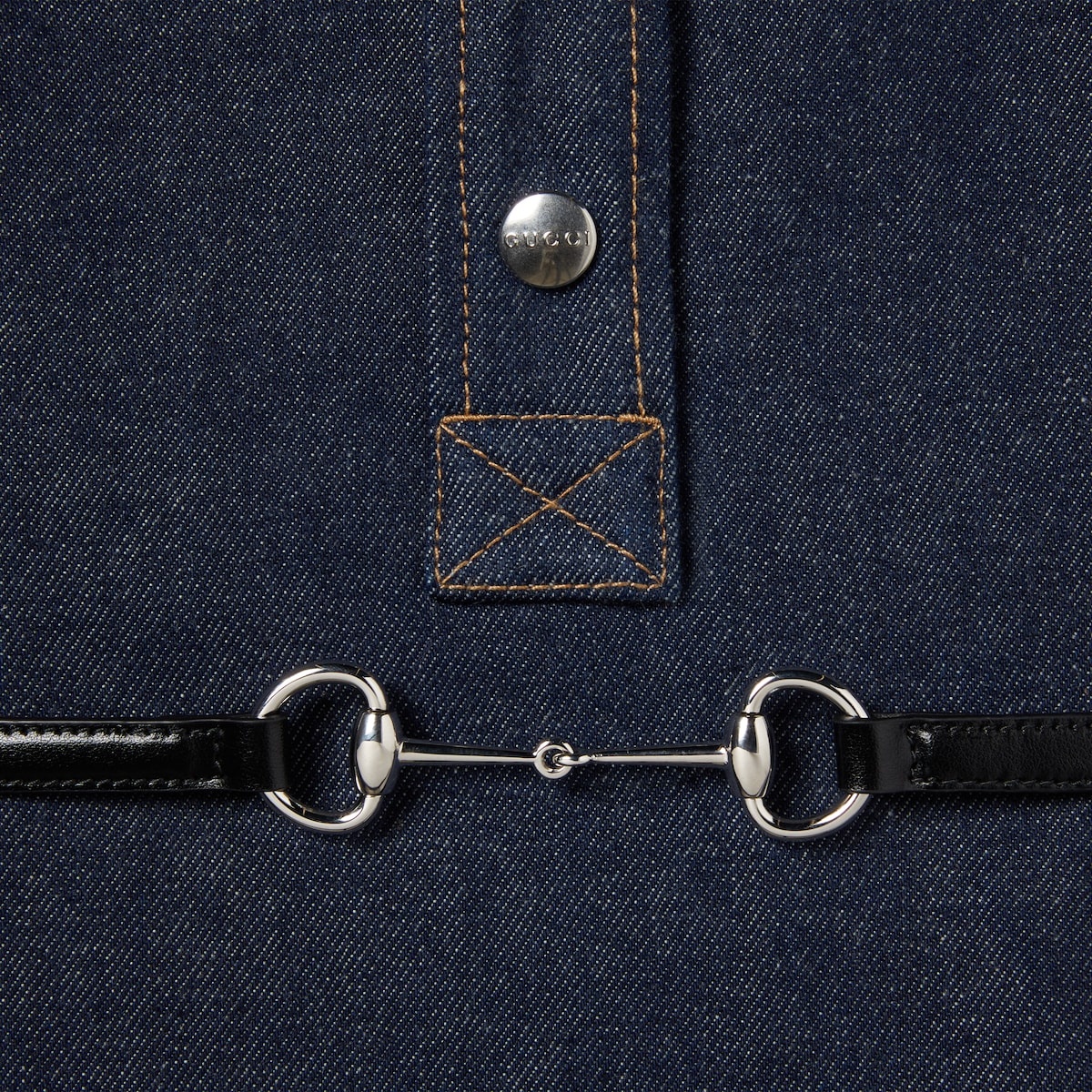 Denim mini dress with Horsebit - 6