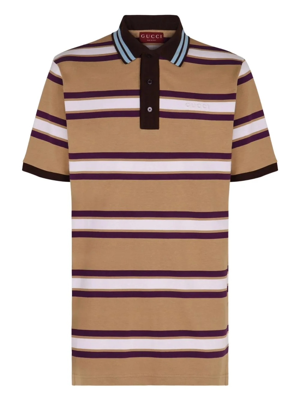 striped ribbed-collar polo shirt - 1