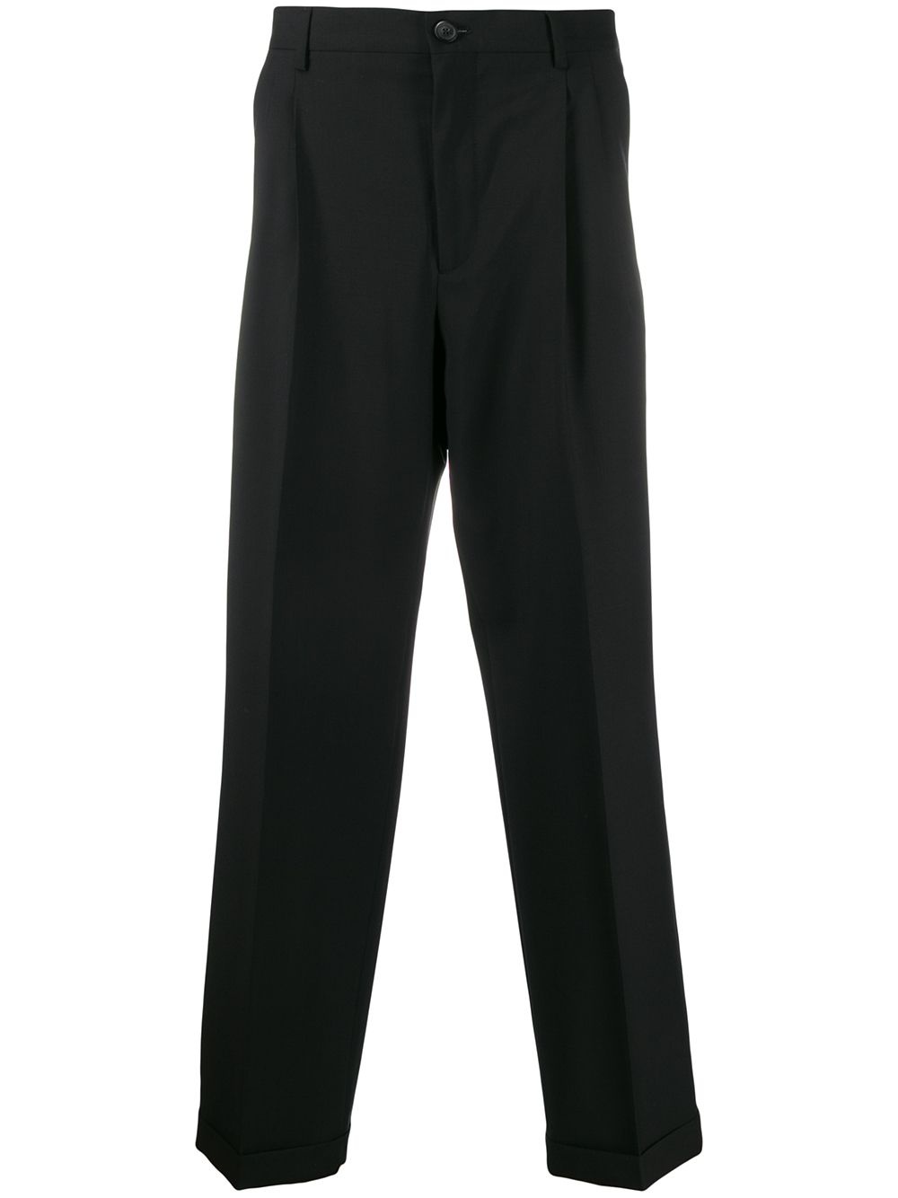 pleated straight-leg trousers - 1