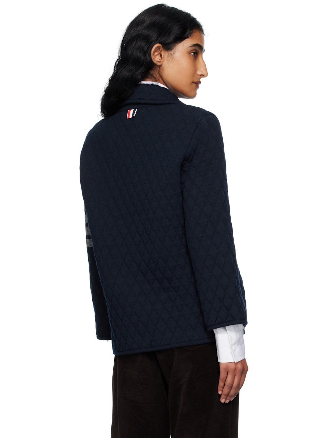 Navy Quilted Knit Merino Wool 4-Bar Work Jacket - 3