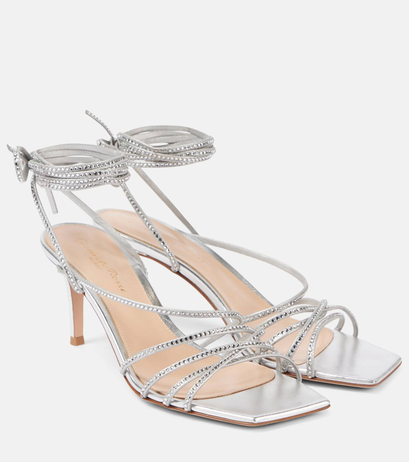 70 embellished metallic leather sandals - 1